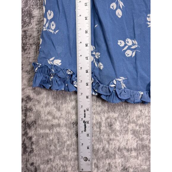 Reformation Dress 0 Womens Light Blue Floral Ruffle Strappy Tie Mini - Picture 6 of 8
